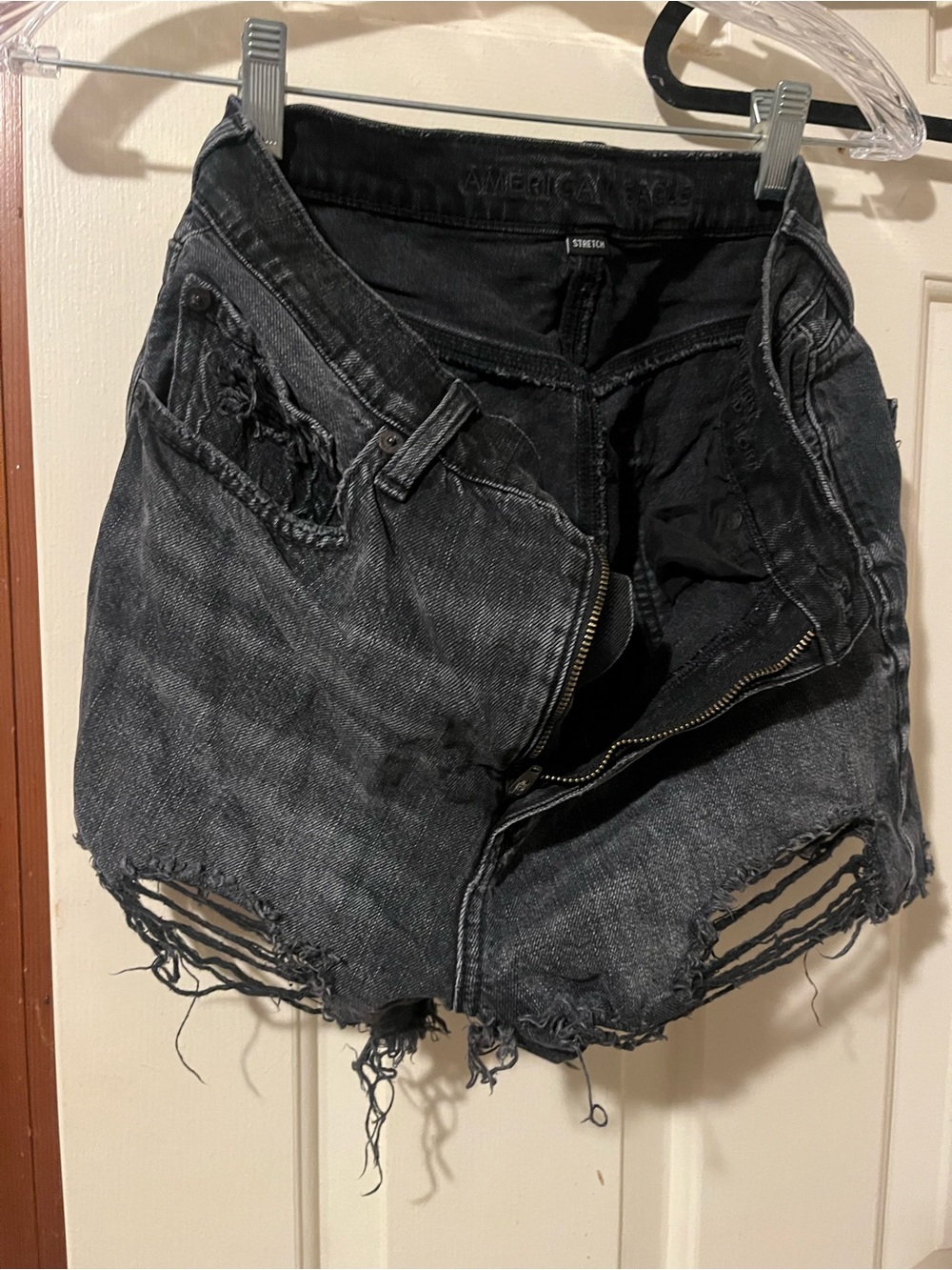 Black denim high waisted shorts from American Eagle